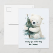 Schattig Polar Beer Knuffelen Kerstboom, Schattige Feestdagenkaart (Voorkant / Achterkant)