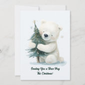 Schattig Polar Beer Knuffelen Kerstboom, Schattige Feestdagenkaart (Voorkant)
