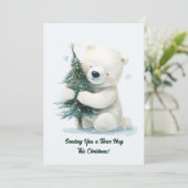 Schattig Polar Beer Knuffelen Kerstboom, Schattige Feestdagenkaart (Staand voorkant)