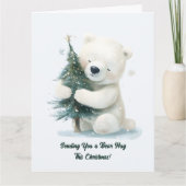 Schattig Polar Beer Knuffelen Kerstboom, Schattige Kaart (Voorkant)