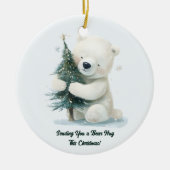 Schattig Polar Beer Knuffelen Kerstboom, Schattige Keramisch Ornament (Voorkant)