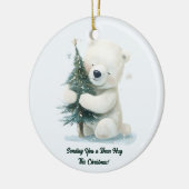 Schattig Polar Beer Knuffelen Kerstboom, Schattige Keramisch Ornament (Links)
