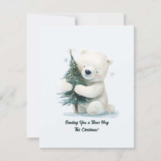 Schattig Polar Beer Knuffelen Kerstboom, Schattige RSVP Kaartje (Voorkant)