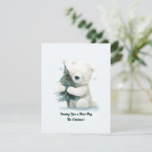 Schattig Polar Beer Knuffelen Kerstboom, Schattige RSVP Kaartje (Staand voorkant)