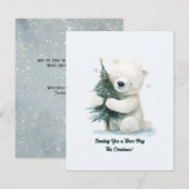 Schattig Polar Beer Knuffelen Kerstboom, Schattige RSVP Kaartje (Voorkant / Achterkant)