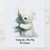 Schattig Polar Beer Knuffelen Kerstboom, Schattige Wijn Etiket (Enkel label)