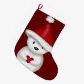 Schattig Polar Beer met Heart Christmas Stocking Grote Kerstsok (Voorkant (Hangend))