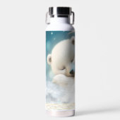 Schattig Polar Beer Slapen Maan Wolken Kinder naam Waterfles (Voorkant)