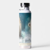 Schattig Polar Beer Slapen Maan Wolken Kinder naam Waterfles (Rechts)