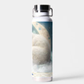 Schattig Polar Beer Slapen Maan Wolken Kinder naam Waterfles (Achterkant)