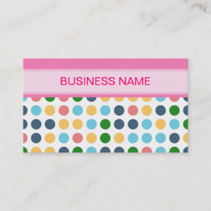 Schattig Polka Dots Patroon en Plain Pink Visitekaartje