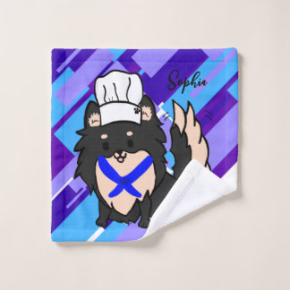 schattig pom chef zwart washandje