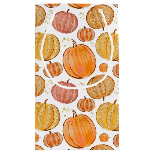 schattig pompoen betegelde Herfst Seizoensgebonden Klein Cadeauzakje (Achterkant)