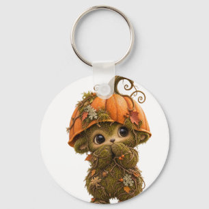 Schattig Pompoen Boswezen Herfst Halloween Sleutel Sleutelhanger