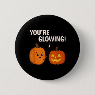 Schattig Pompoen Compliment _ Glowing Halloween De Ronde Button 5,7 Cm