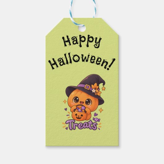 Schattig Pompoen Karakter 🎃🧡 Cadeaulabel (Voorkant)