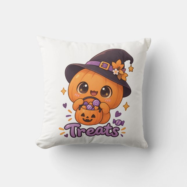 Schattig Pompoen Karakter 🎃🧡 Kussen (Voorkant)