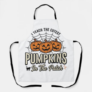 Schattig Pompoen Leraar Halloween Ontwerp_1 Schort