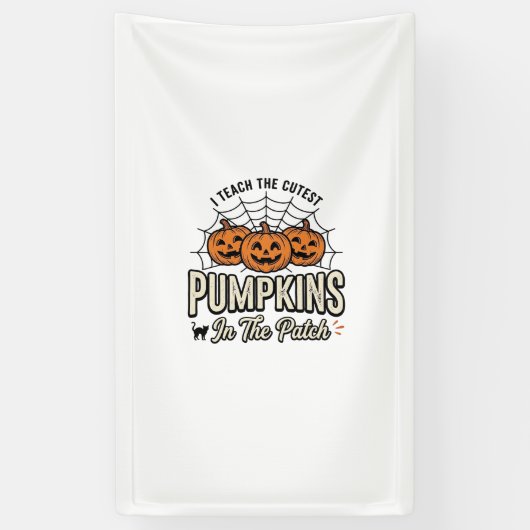 Schattig Pompoen Leraar Halloween Ontwerp_1 Spandoek (Verticaal)