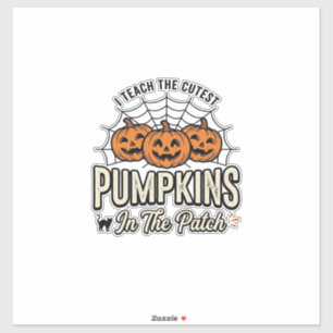 Schattig Pompoen Leraar Halloween Ontwerp_1 Sticker