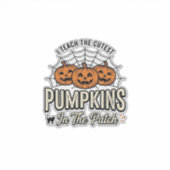Schattig Pompoen Leraar Halloween Ontwerp_1 Sticker (Voorkant)