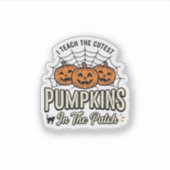 Schattig Pompoen Leraar Halloween Ontwerp_1 Sticker (Voorkant)