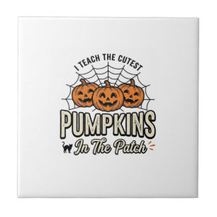 Schattig Pompoen Leraar Halloween Ontwerp_1 Tegeltje