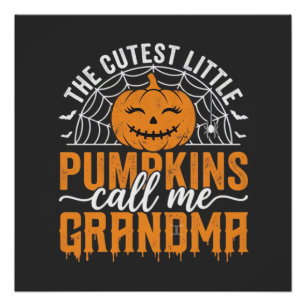 Schattig Pompoen Oma Halloween Ontwerp_1 Perfect Poster