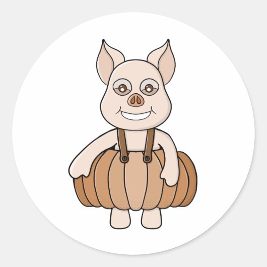 Schattig pompoenvarken ronde sticker (Voorkant)