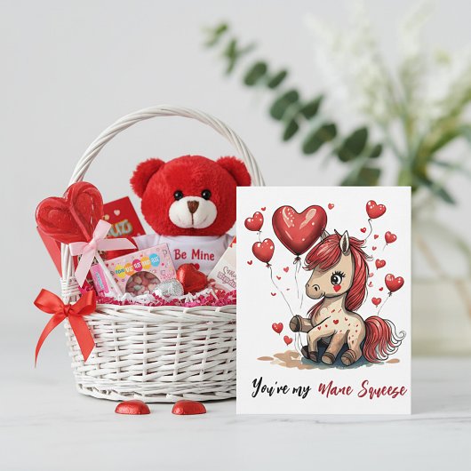 Schattig pony aangepaste valentijn feestdagenkaart