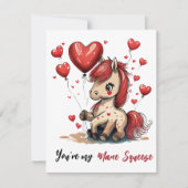 Schattig pony aangepaste valentijn feestdagenkaart (Voorkant)
