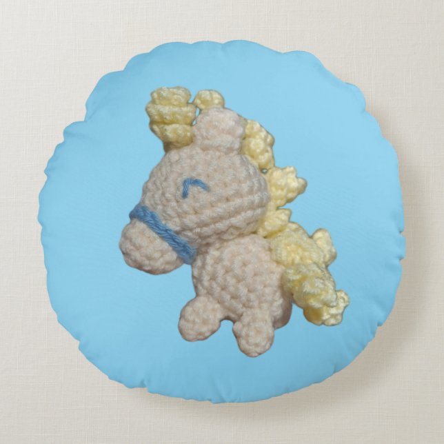 Schattig Pony Amigurumi kussen! Rond Kussen (Voorkant)