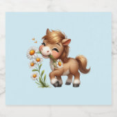 Schattig Pony Eet Madeliefjes Bier Etiket (Enkel label)