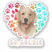 Schattig poot Hart gouden Hondenras Trots Dierenvr Sticker (Voorkant)