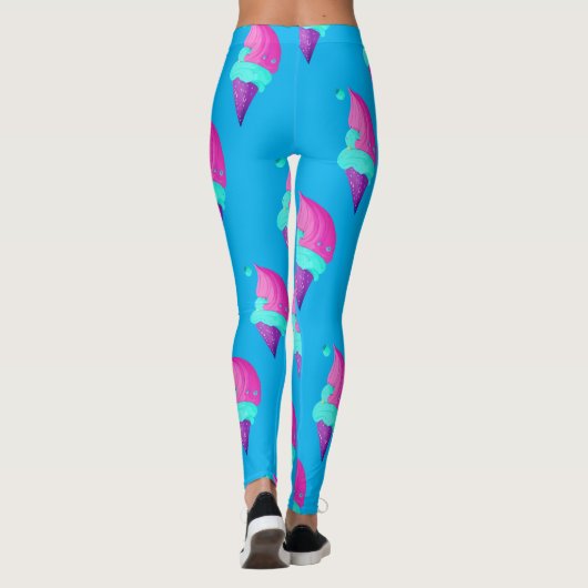 Schattig pop meisje heet roze blauw ijs patroon leggings (Achterkant)