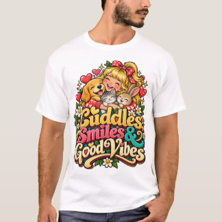 Schattig positieve vibraties en geluksdesign t-shirt