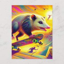 Schattig Possum Skateboarden Briefkaart