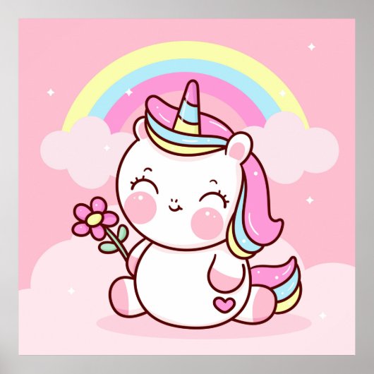 Schattig Poster Unicorn (Voorkant)
