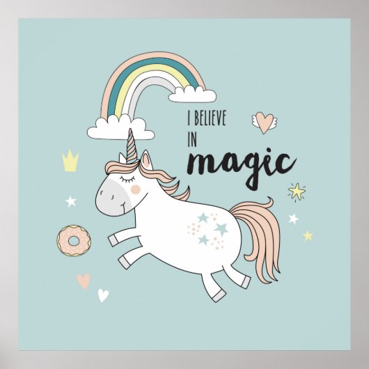 Schattig Poster Unicorn (Voorkant)