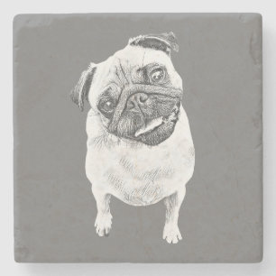 Schattig potlood Happy Pug Marble Onderzetter
