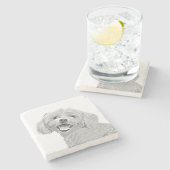 Schattig Potlood Maltese Dog Marble Stone Onderzet Stenen Onderzetter (Zijkant)