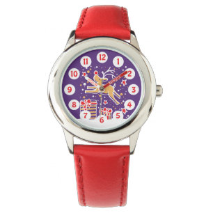Schattig prancing rendier eenvoudig genummerd kind horloge