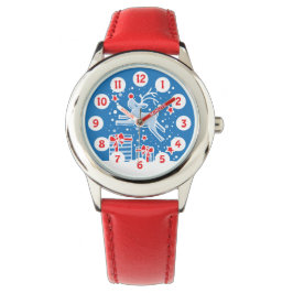 Schattig prancing rendier eenvoudig genummerd kind horloge