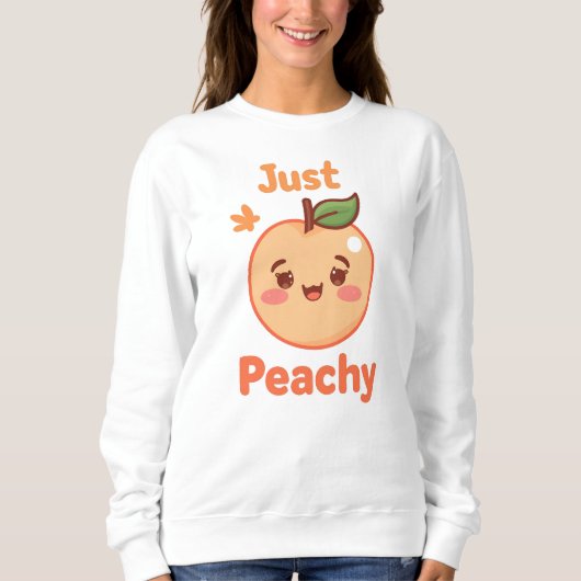 Schattig "Precies Perzik" Kawaii Fruit Trui (Voorkant)