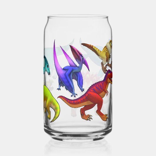Schattig prehistorisch drinkglas blikvorm glas (Achterkant)