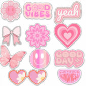 schattig preppy roze sticker (Voorkant)