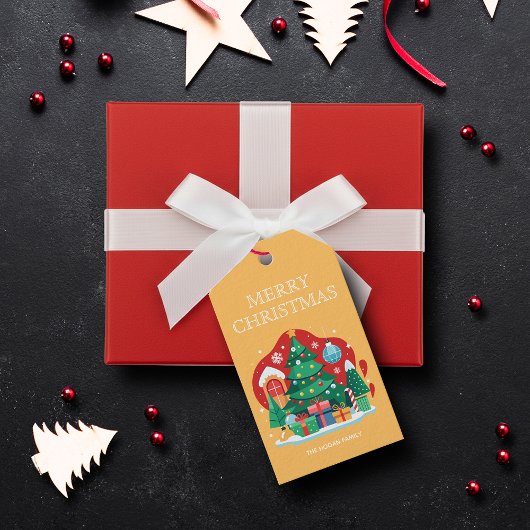 Schattig prettig kerstfeest cadeaulabel