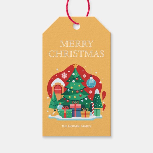 Schattig prettig kerstfeest cadeaulabel (Voorkant)