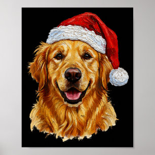 Schattig prettig kerstfeest Goud Retriever hond Ke Poster