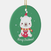 Schattig prettig kerstfeest ijsbeer keramisch ornament (Rechts)